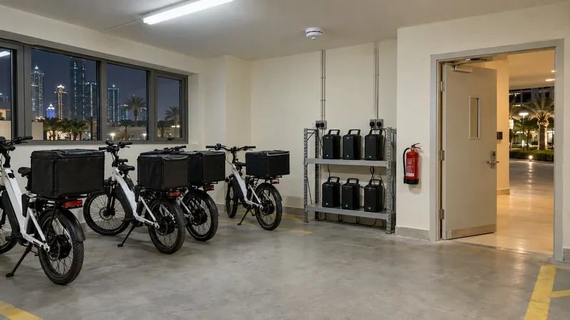 Dubai staff room charging point illustrating lithium battery fire safety