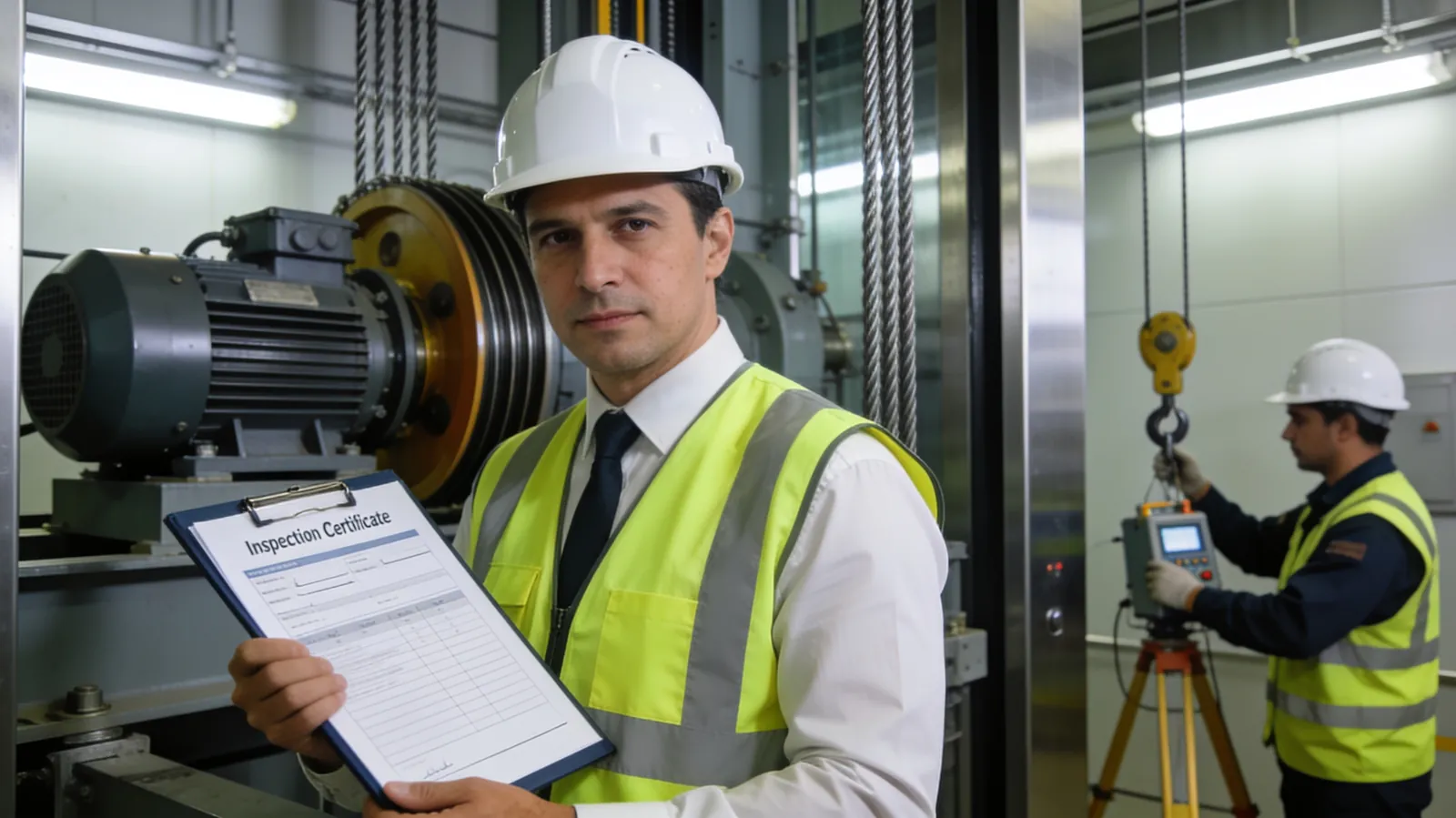 Third-party lift inspection and certification readiness in a Dubai machine room