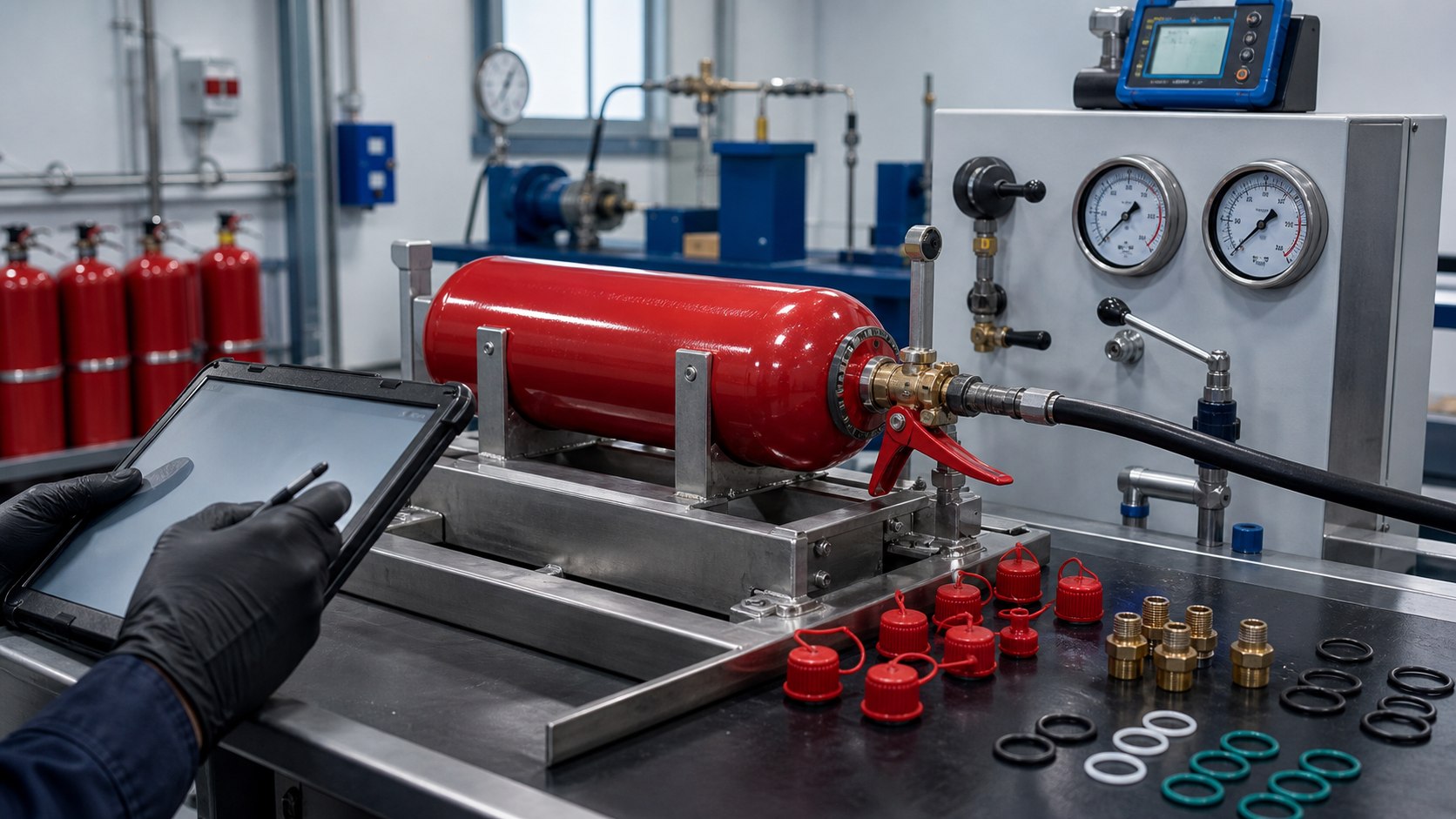 Fire extinguisher hydrostatic testing and annual maintenance Dubai