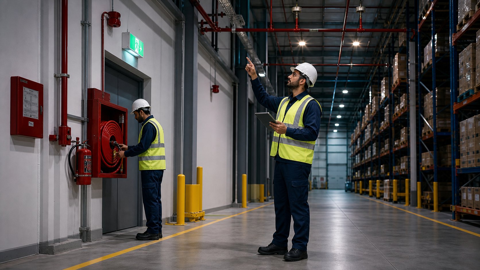 Warehouse fire safety compliance Dubai AMC inspection