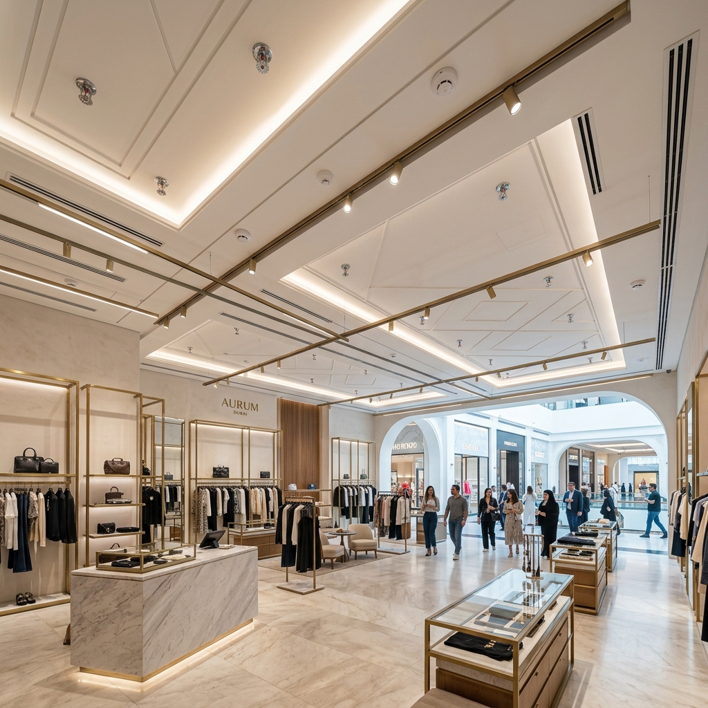 Fire safety fitout and sprinkler modifications in a Dubai mall retail store