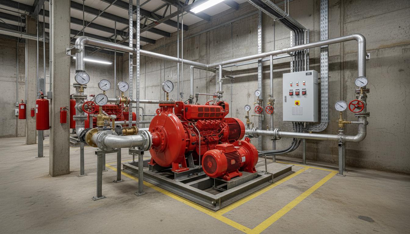 Industrial fire pump system installation